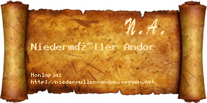 Niedermüller Andor névjegykártya